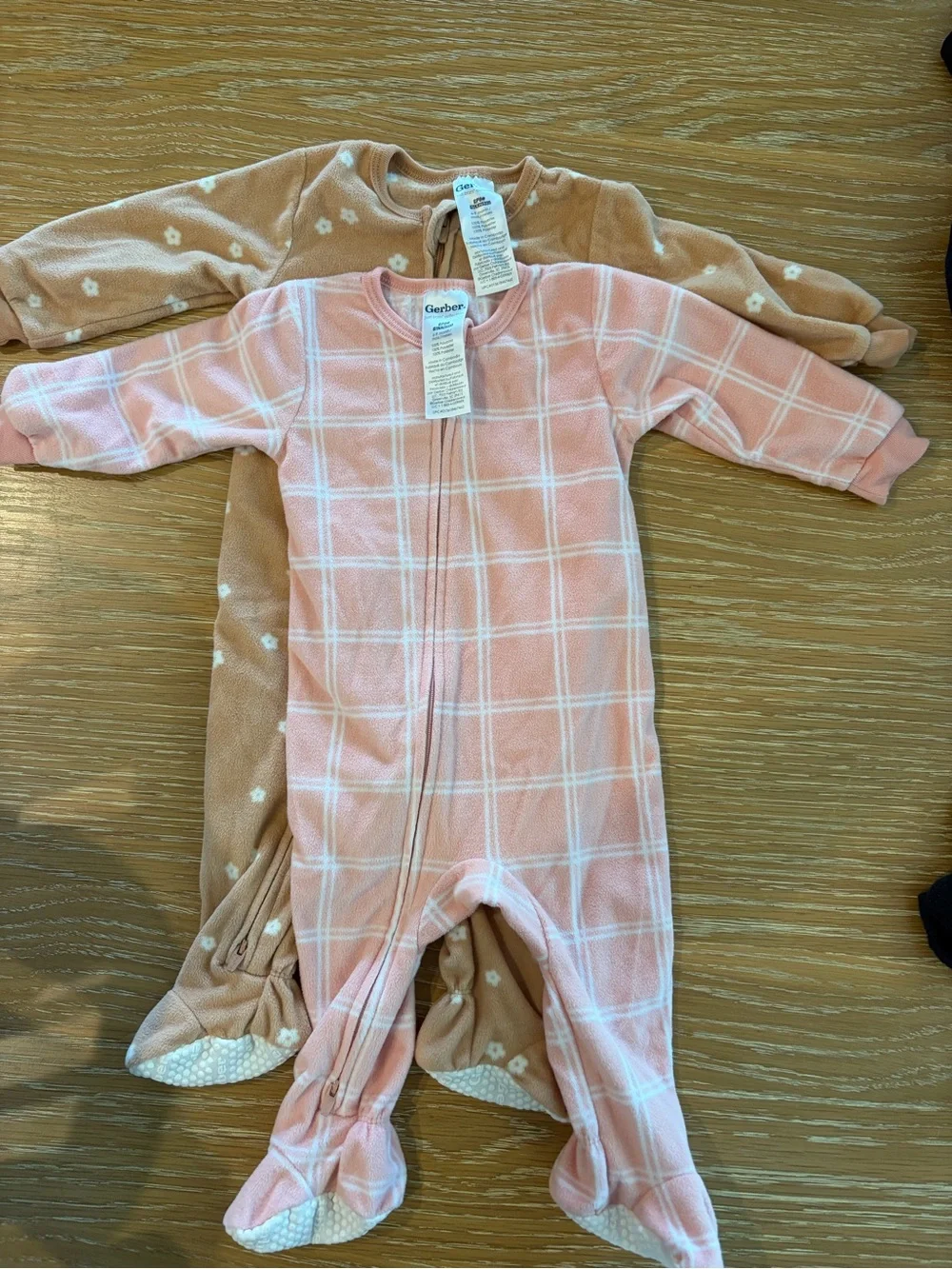 Cozy Pink Plaid & Tan Floral Fleece Pajama Set